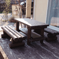 ガーデンテーブル　セット　ブラウン